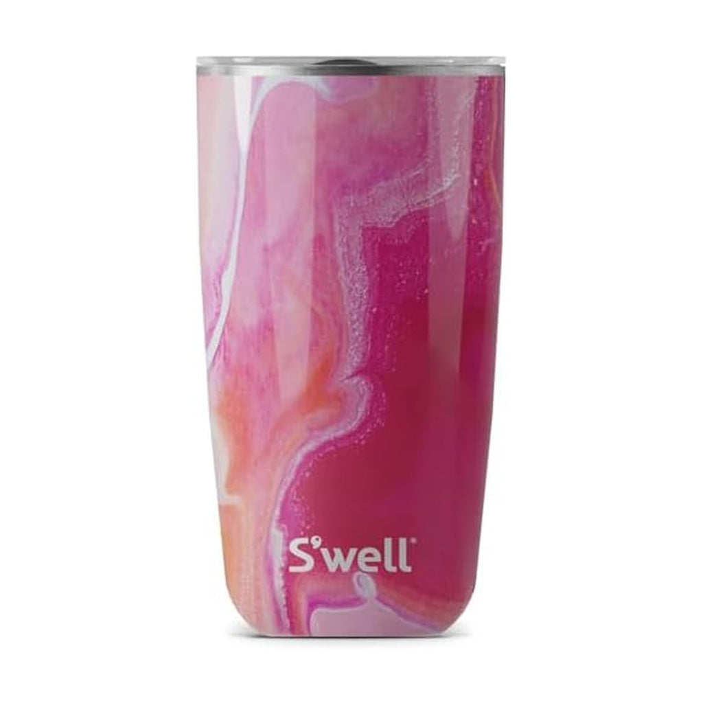 S'well Stainless Steel Tumbler with Slide-Open Lid, 18oz, Rose Agate, Triple Layered Vacuum Insulated Containers Keeps Drinks Cold for 12 Hours and Hot for 4, BPA Free