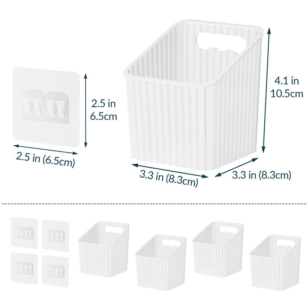 NiHome 4-Pack Plastic Wall Mount Storage Caddy for RV/Camper Storage and Organization, Self Adhesive Cabinet Door Organizer for Bathroom/Kitchen, Camper Must Haves & Small Item Organization
