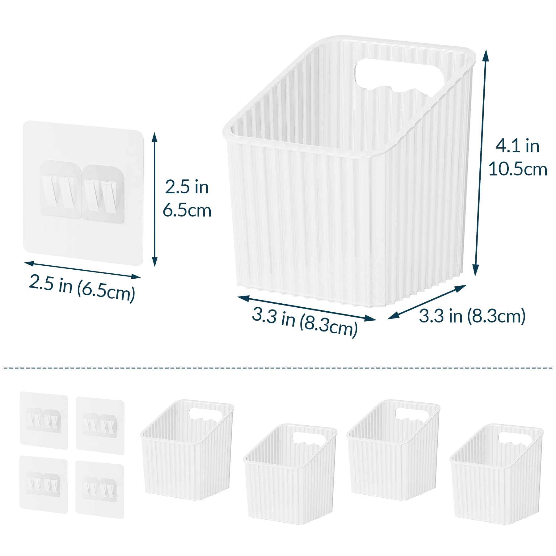 NiHome 4-Pack Plastic Wall Mount Storage Caddy for RV/Camper Storage and Organization, Self Adhesive Cabinet Door Organizer for Bathroom/Kitchen, Camper Must Haves & Small Item Organization