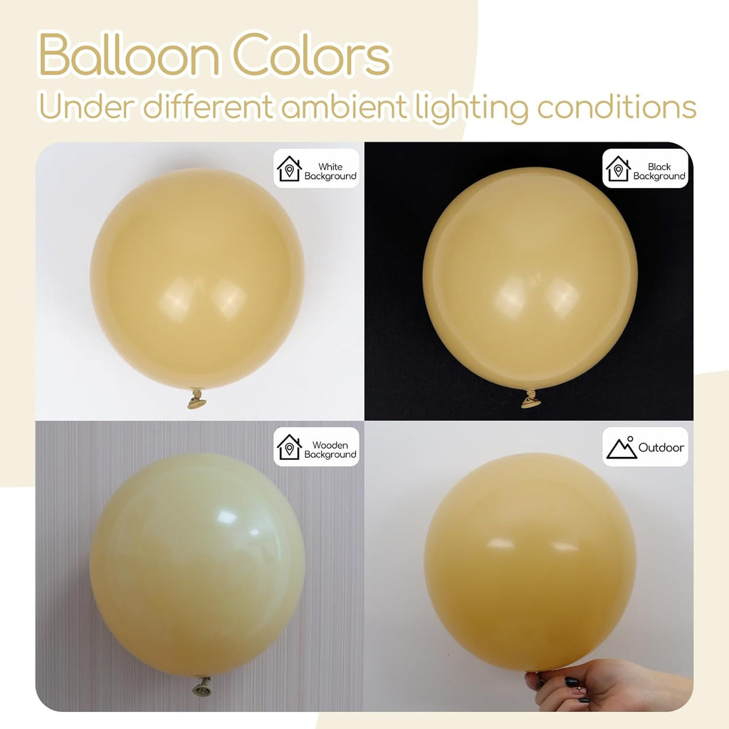 Skiennix 120pcs Tan Balloons - Light Brown Balloon Arch Kit for Boho Wedding & Party Decor | 5-18 Inch Sizes
