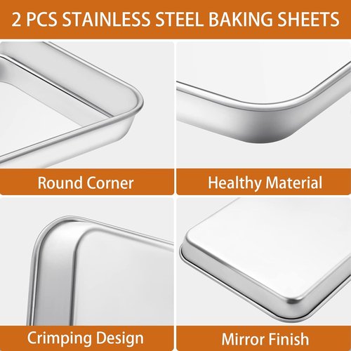 Deedro Baking Sheet Set - Stainless Steel Cookie Pan with Silicone Mats | 4-Piece, Non-Toxic, Easy Clean