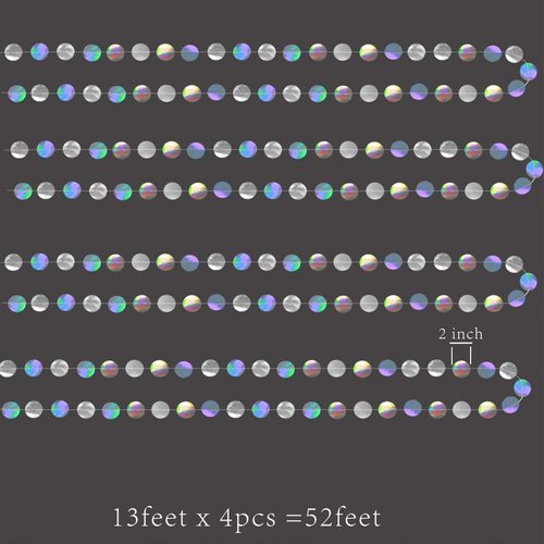 Cheerland Iridescent Party Decorations - Holographic Circle Garlands for Disco Theme Events | Birthday & Graduation Decor
