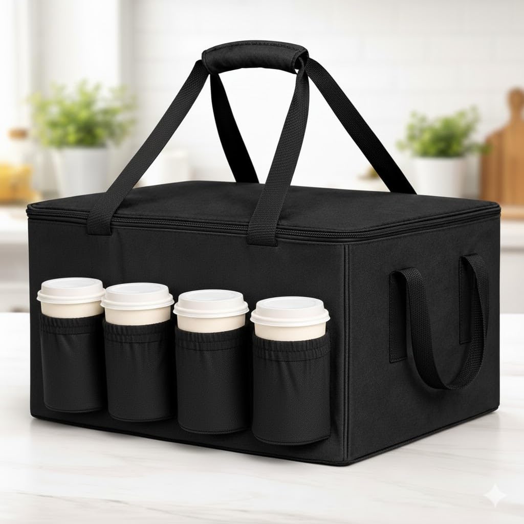 musbus Catering Bag for doordash uber eats 22x14x13 Insulated Food Delivery Bag with Cup Holders/Drink Carriers Premium XXL, Beverages, Grocery, Pizza