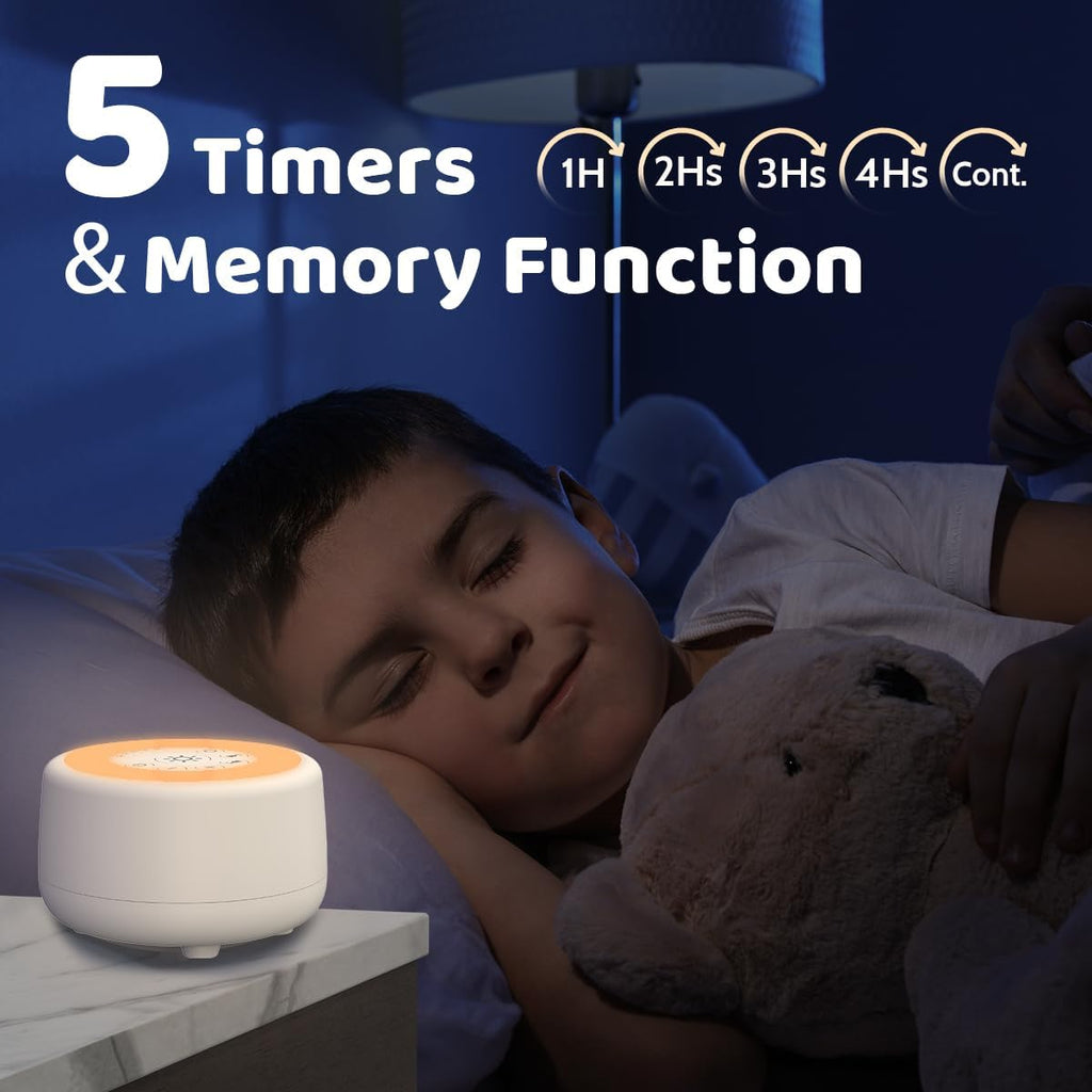 Sleepbox White Noise Machine - 25 Soothing Sounds & 10 Color Night Light | 4 Brightness Levels, 32 Volume Levels, Timer & Memory Function for All Ages