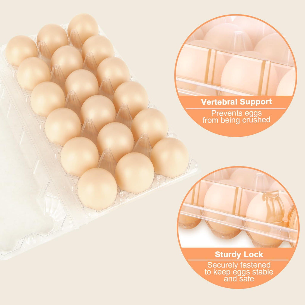 LOYORTY 50PCS Plastic Egg Cartons,18 Count Reusable Egg Carton Cheap Bulk, 3x6 Grids Clear Empty Eggs Cartons for Family, Farm, Markets