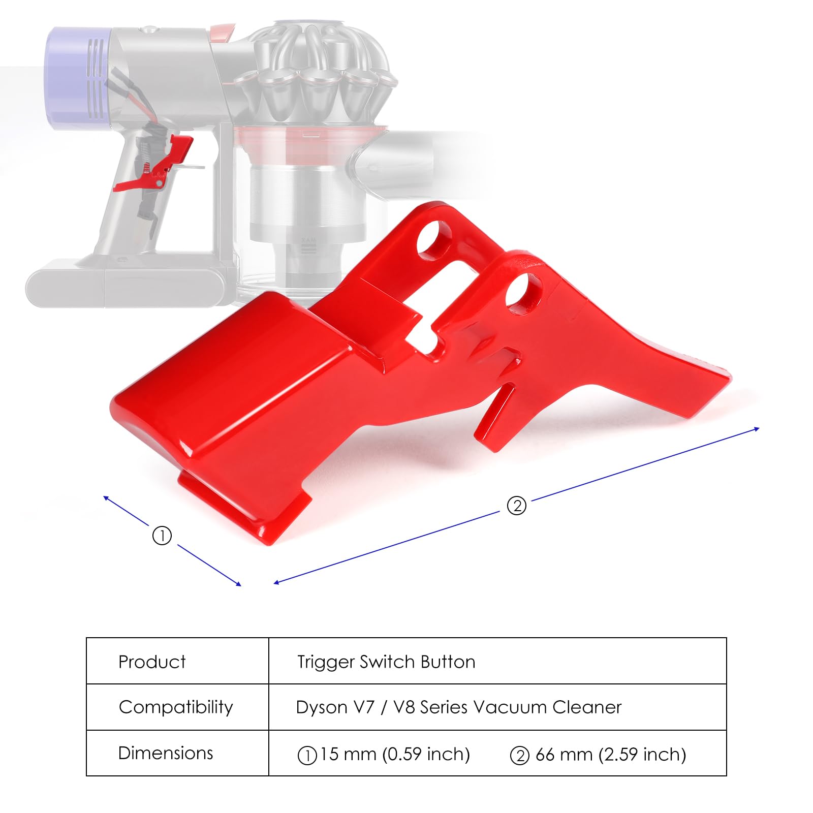 Trigger Switch Button Replacement for Dyson V7 V8 SV10 SV11 Vacuum Cleaner, Strong Red Power Switch Button Repair Accessories