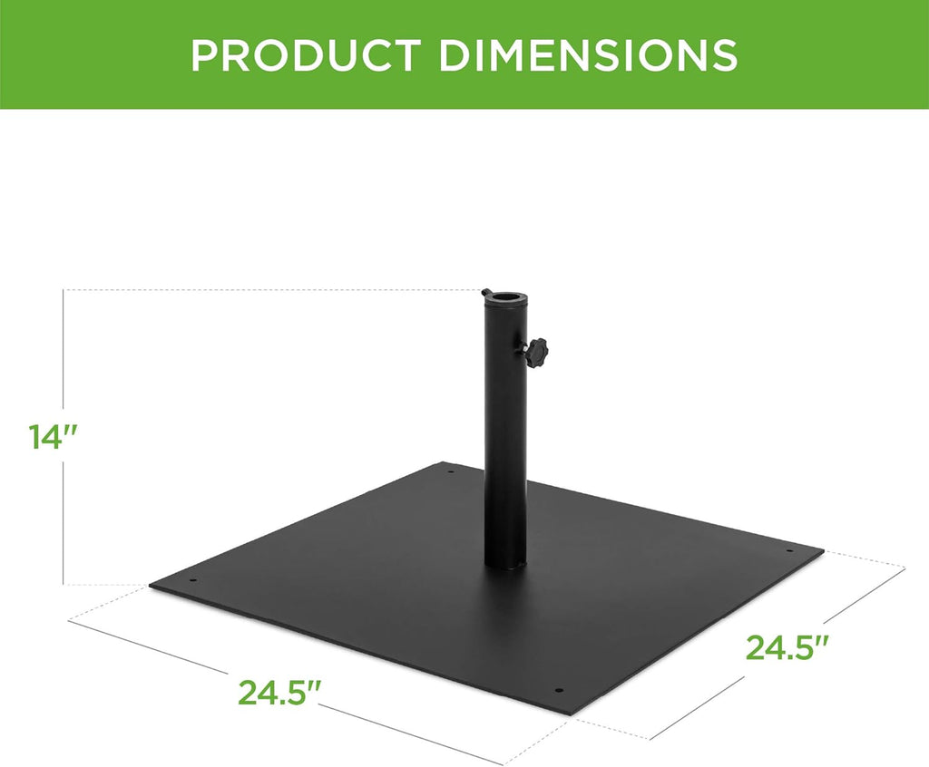 Best Choice Products 38.5lb Steel Umbrella Base - Square Weighted Patio Stand for Market Umbrellas | Black
