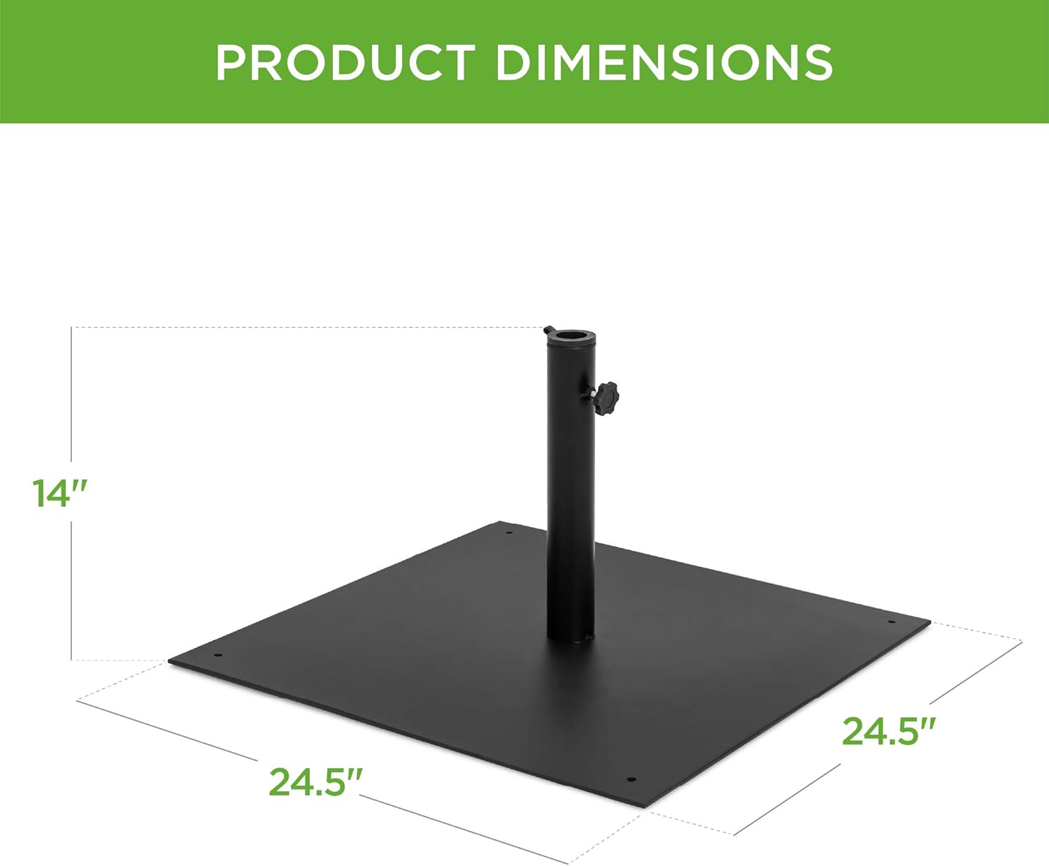 Best Choice Products 38.5lb Steel Umbrella Base - Square Weighted Patio Stand for Market Umbrellas | Black