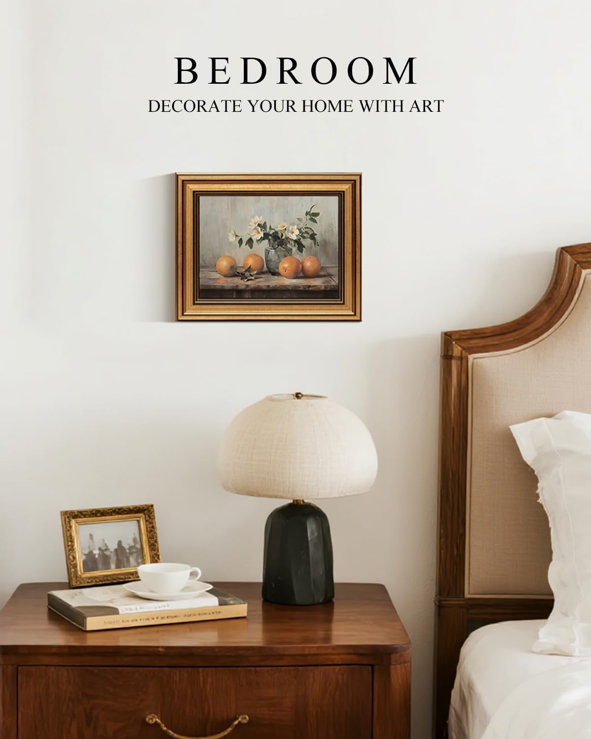 VIYYIEA Vintage Gold Framed Canvas Prints - Rustic Still Life Oranges Wall Art | 8x10 Inch for Kitchen & Dining Room