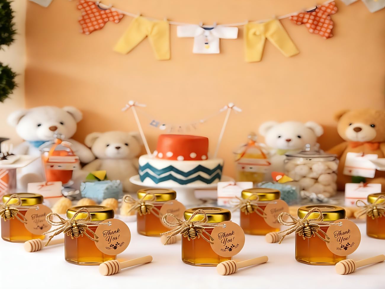 60 Pack 1.5 oz Mini Glass Honey Jars Party Favors in Bulk for Baby Shower