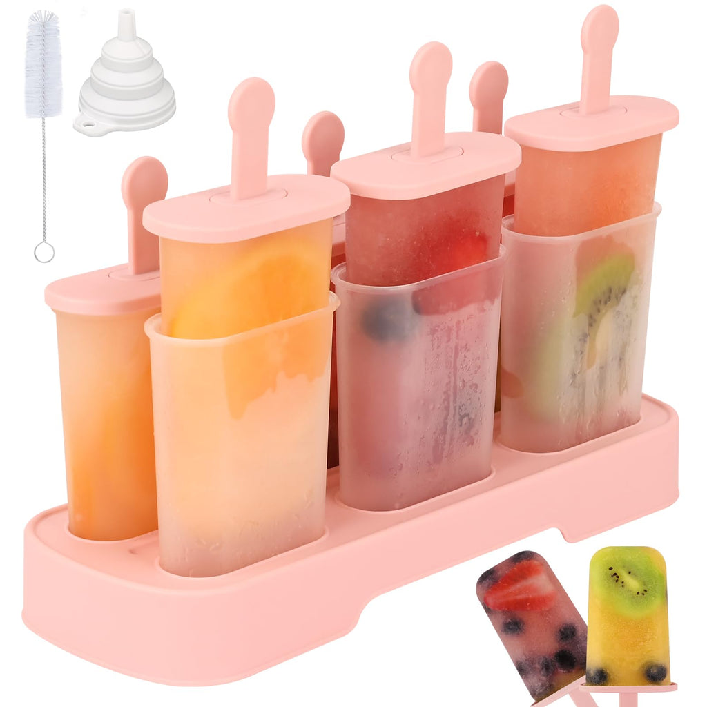 WMKGG Popsicles Molds Set, 6 PCS Ice Pop Mold,Homemade Ice Cream Mould with Sticks, Popsicle Maker(Pink)