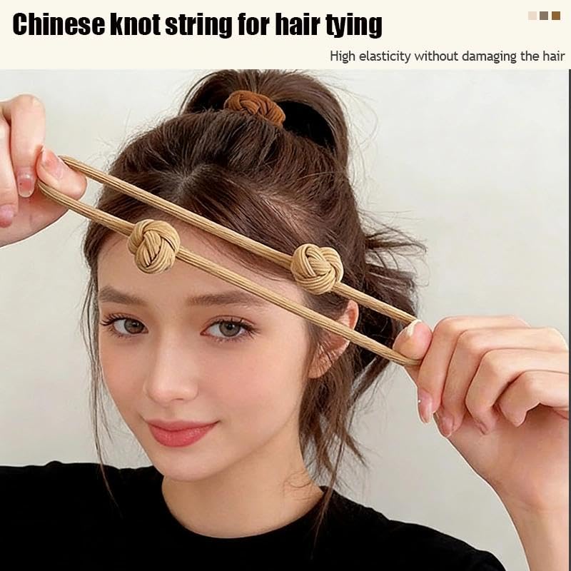 Chinese Knot Hair Ties 5 PCS Elastics Bands for Thick Long Hair