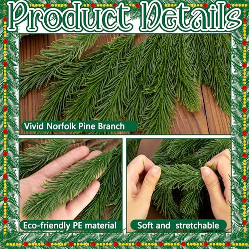 Artificial Norfolk Pine Garland 6 Ft - 2 Pack Dense Christmas Greenery for Holiday Decor