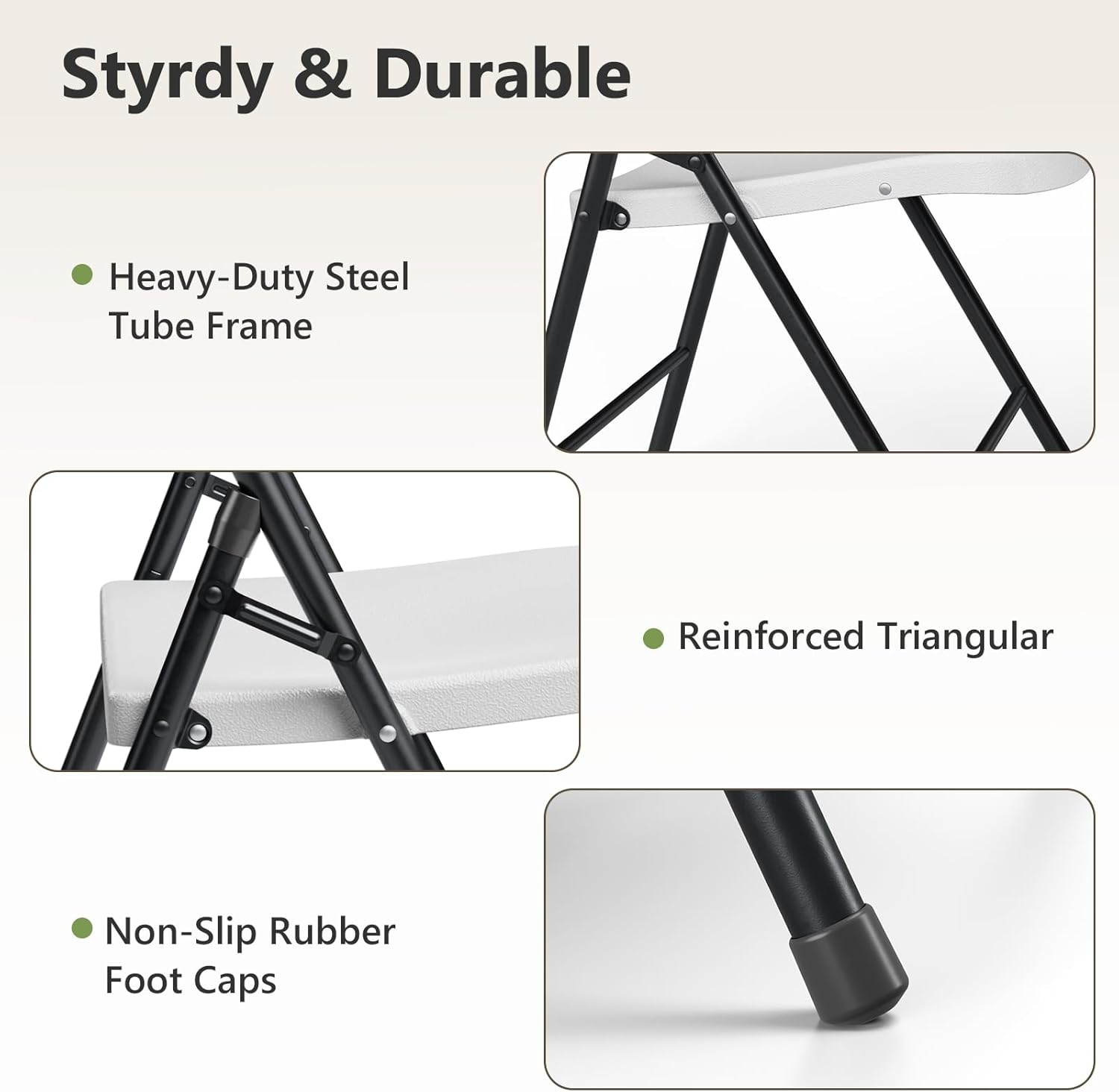 Plastic Folding Chairs 4-Pack - Sturdy Metal Design | Heavy-Duty 350 lbs Capacity for Indoor & Outdoor Use