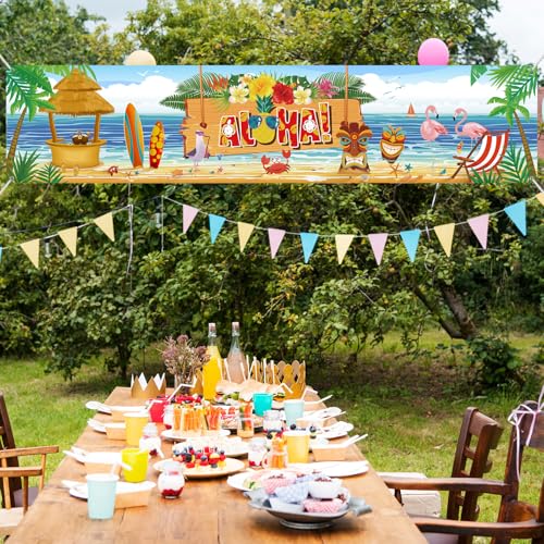 Aloha Luau Party Banner - Tropical Hawaiian Decor for Summer