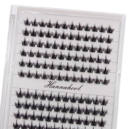 Hannahool Wide Stem Individual False Eyelashes Mixed Tray Dramatic Black Cluster Lashes