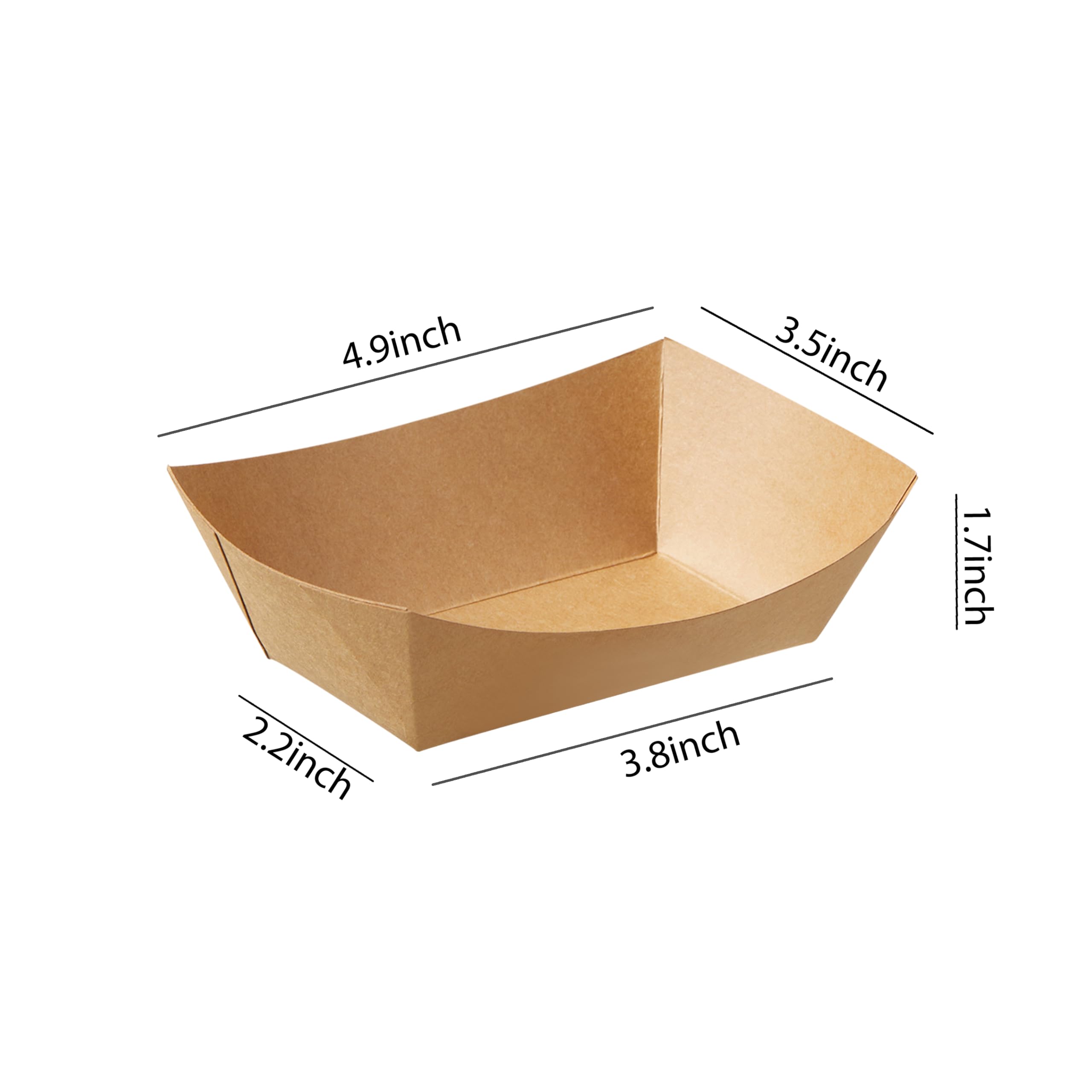Paper Food Trays Greaseproof, Heavy Duty Kraft Food Holders, Disposable Paper Food Boats (1LB, 1000PCS)