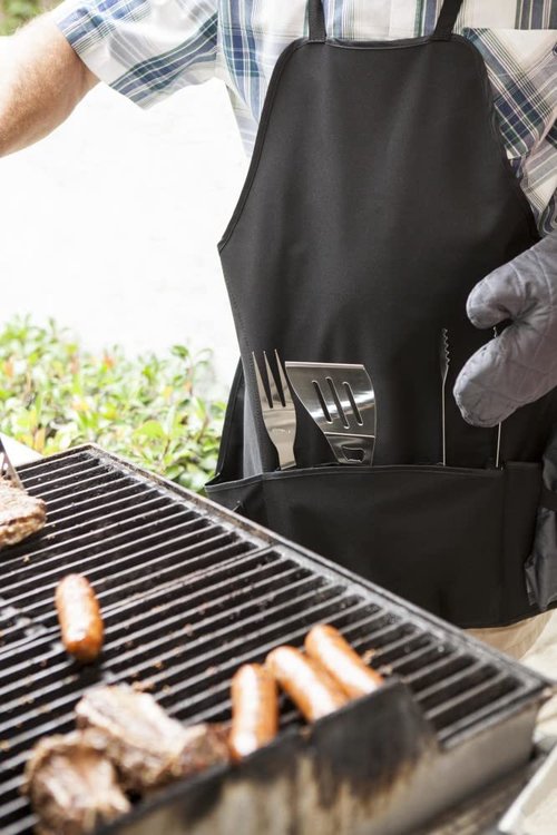 PICNIC TIME Las Vegas Raiders BBQ Apron Tote Pro Grill Set, Black