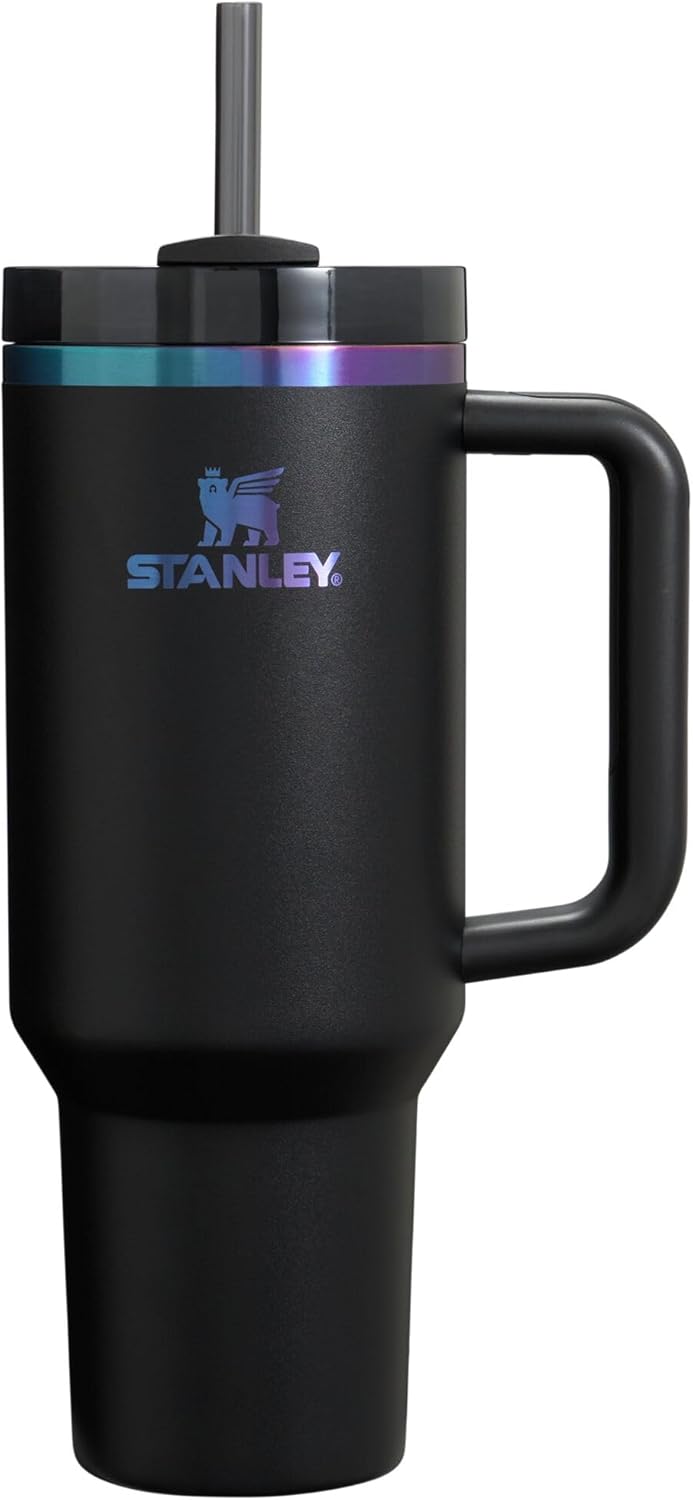 Stanley Quencher H2.0 Tumbler - 40 Oz Insulated Stainless Steel Cup with Handle & Straw | BPA-Free Black Chroma