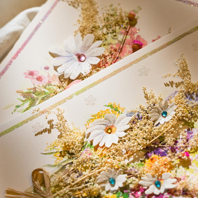 Handmade Dried Floral Wedding Card for Bride To Be and Engagement