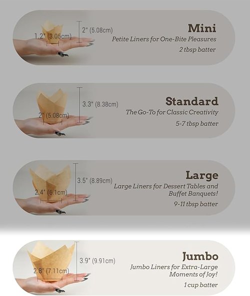 Bake Choice Jumbo Tulip Cupcake Liners - 100 Unbleached Greaseproof Muffin Cups for Baking & Parties