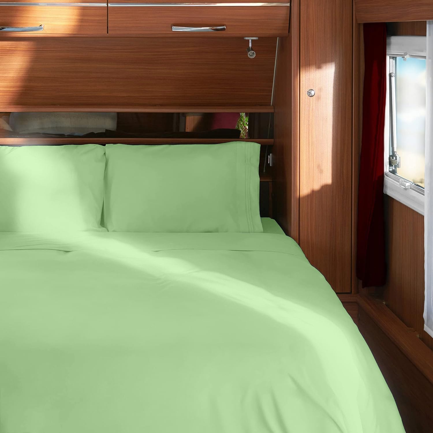 Mellanni RV Short Queen Sheets - Luxury Hotel-Quality Bedding | Extra Soft & Cooling - Deep Pocket, Pistachio