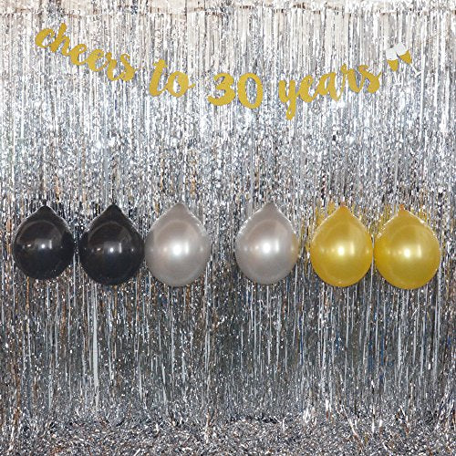 Cheers to 30 Years Gold Glitter Banner for 30th Birthday Party