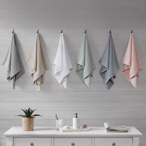 Madison Park Spa Waffle 100% Cotton Luxurious Towel Set, Premium Texture Waffle Weave, Highly Absorbent, Quick Dry, Hotel & Spa Quality Wash Clothes for Bathroom, Assorted Sizes, Natural 6 Piece