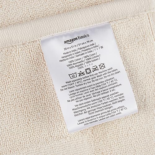 Amazon Basics Banded Bath Mat, 100% Cotton, 20" x 31", Cream