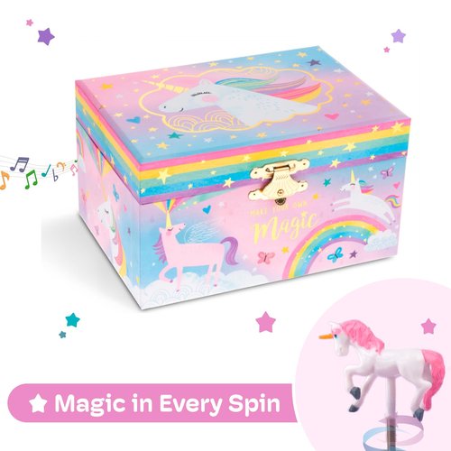 Jewelkeeper Jewelry Box for Girls, Cotton Candy Unicorn Musical Jewelry Boxes, The Beautiful Dreamer Tune and Spinning Unicorn Doll, Toys for Girls