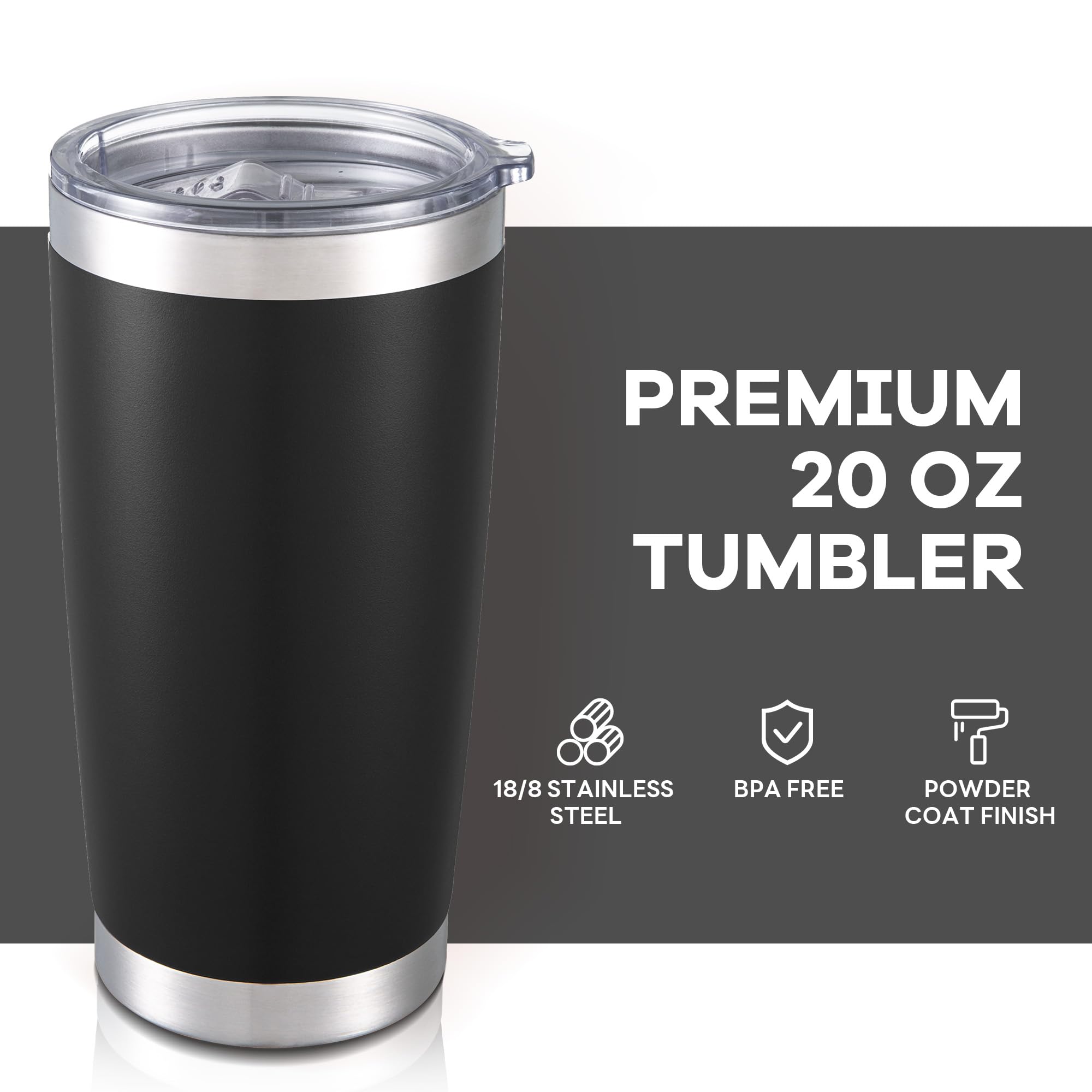 Orebigo 20 oz Tumbler with Lid Stainless Steel Insulated Tumblers Bulk Double Wall Vacuum Cups Powder Coated Travel Mug Keep Drinks Cold and Hot, Mix, 12 Pack