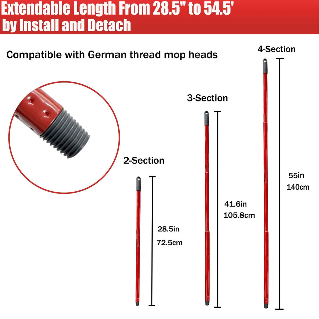 Mop Handle for Ocedar, Spin Mop Handle for O Cedar 4-Section 28.5-to-55inch Mop Replacement Stick Compatible with Ocedar Easy Wring Mop Refills Germany Screw Joint