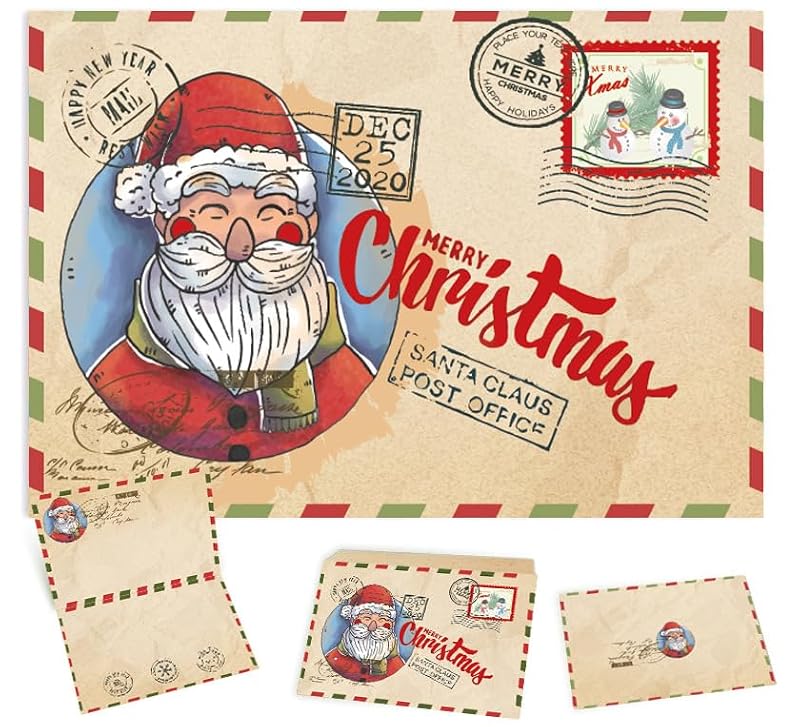 Vintage Santa Claus Christmas Greeting Cards Set - 5 Pack