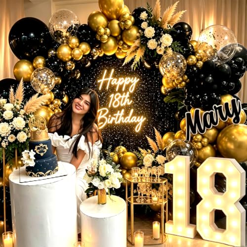Black and Gold Balloon Garland Arch Kit - 138pcs Graduation Party Decor