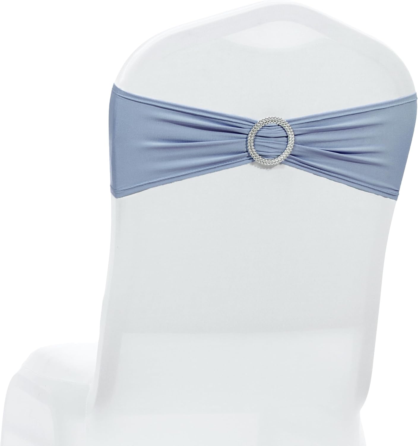 MDS Premium Stretch Spandex Chair Sashes - Pack of 10 Dusty Blue Covers for Weddings & Events