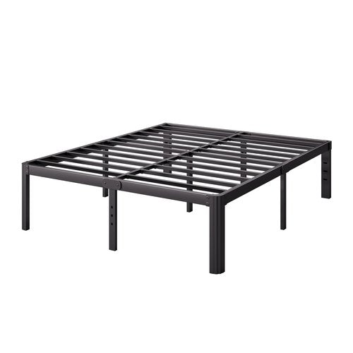 Askeld Queen Bed Frame, 18 Inch High Metal Platform Bed with Round Corner Leg, No Box Spring Needed, Heavy Duty Noise-Free Bed Base, Easy Assembly, Black