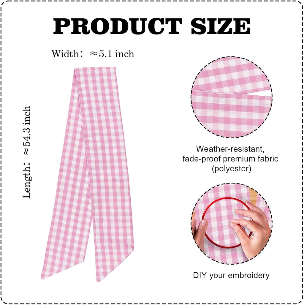 Regine Switzerland Pink Plaid Wreath Sash - Versatile Front Door Decoration for Weddings & Holidays