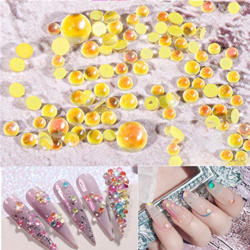 NAISKA 540Pcs 3D Glass Nail Rhinestones Set - Aurora Flatback Crystals for DIY Crafts and Nail Art