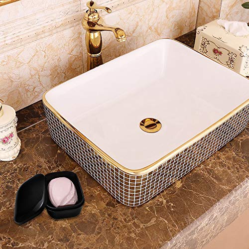 TANCANO Portable Soap Dish Holder with Drainage Rack - 2 Pack, Black