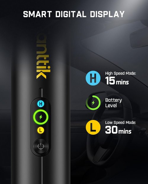 Fanttik Slim V10 APEX Cordless Car Vacuum - 4-in-1 Portable Handheld with 19kPa Suction Power | Smart Digital Display, 2 Modes (Black)