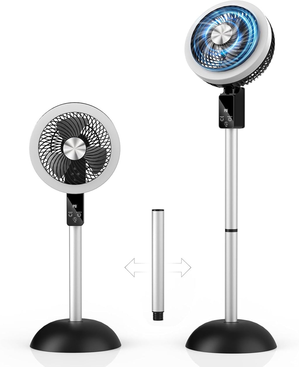Skiennix Portable Standing Fan - 10000mAh Rechargeable Battery | 8 Speeds, 90° Oscillation, Adjustable Height