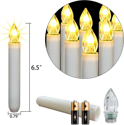 Homemory 12PCS LED Window Candles - 2X Brighter Flameless Taper Candles with Timer & Suction Cups for Holiday Decor