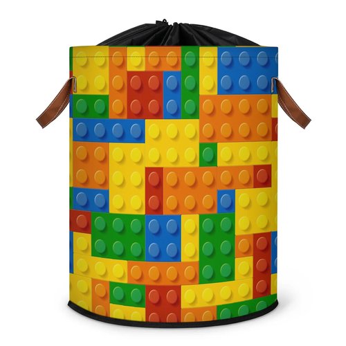 Colorful Kids Laundry Basket Foldable Storage Basket Building Block Dirty Laundry Hampers,Clothes Toy Storage Bins for Kids,Boys,Girls,Nursery,Closet,Bedroom,Laundry Room,15.6"W x 19.5"H