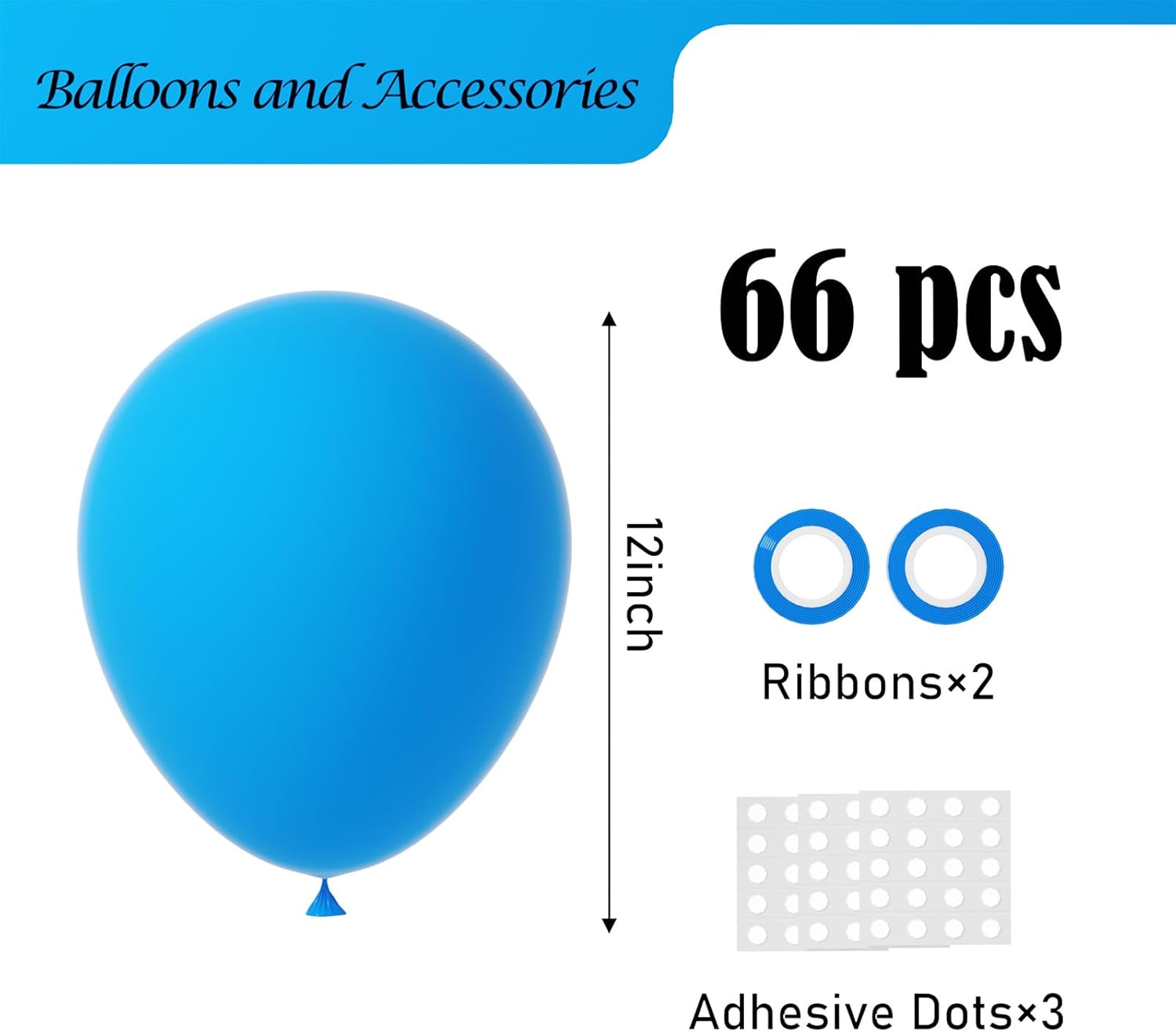 Voircoloria Blue Balloons - 12-Inch Latex Balloons | 66-Pack for Birthday, Baby Shower & Party Decor