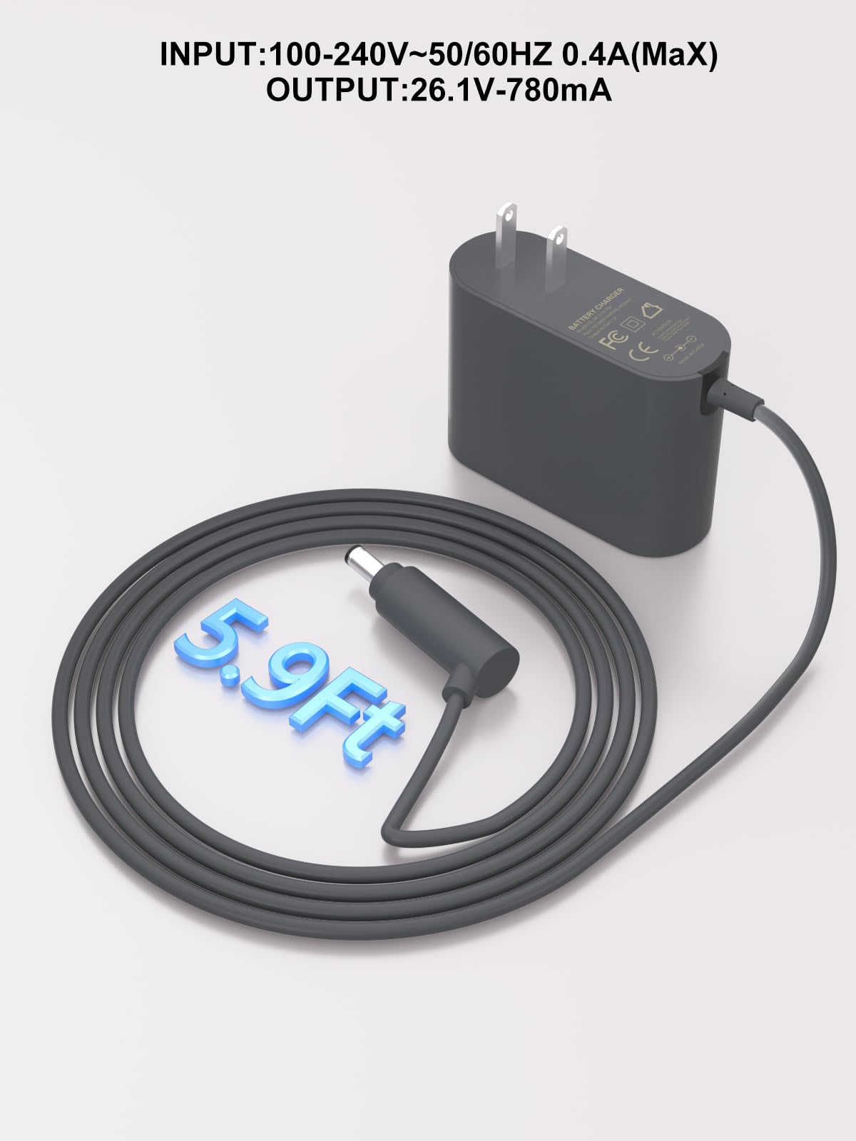 Tinkon 26.1V Charger Compatible with Dyson V6 V7 V8 Car+Boat