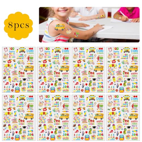 100th Day of School Temporary Tattoos - 320 Pcs Motivational Stickers