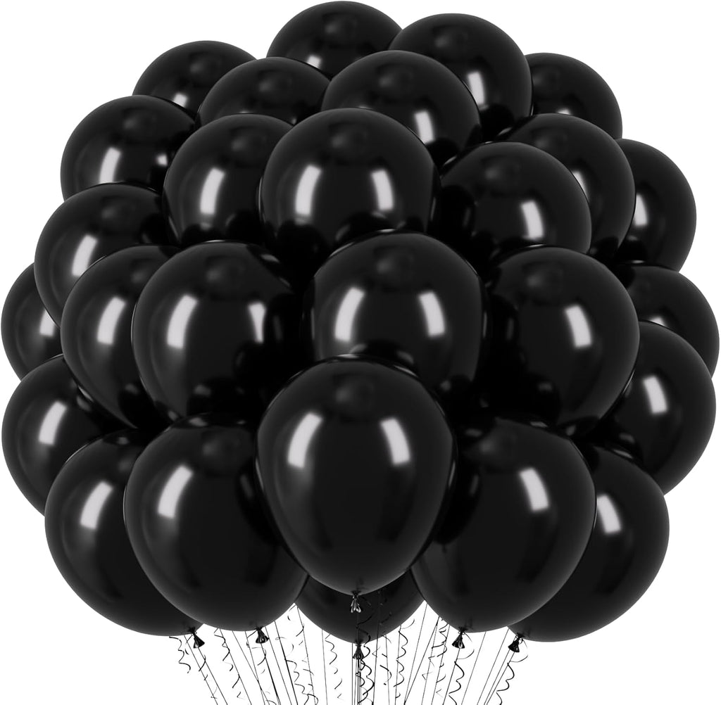 Voircoloria Black Balloons - 66-Pack 12-Inch Latex Balloons for Weddings, Birthdays & Celebrations