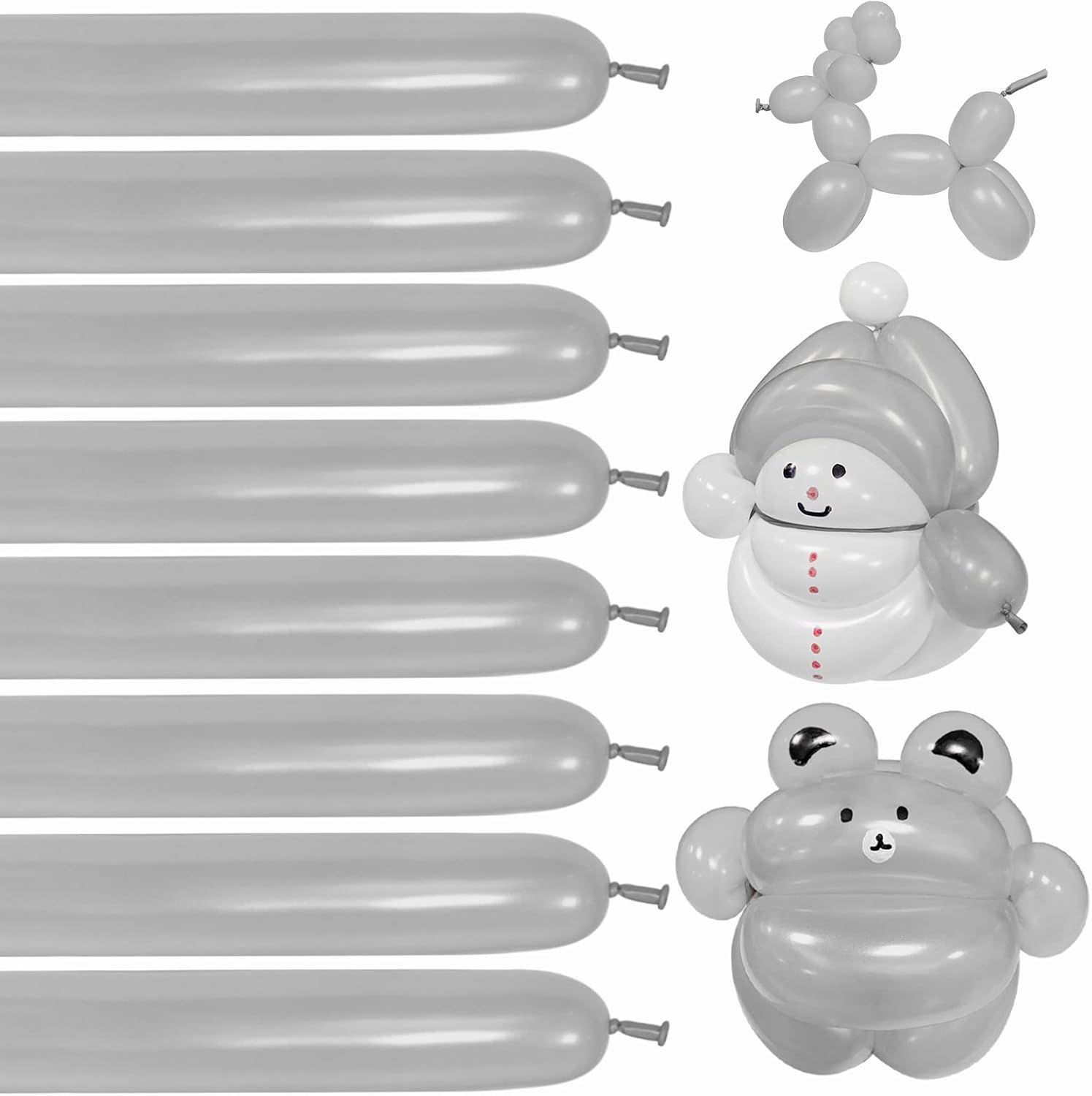 Skiennix 100 Pcs Skinny Silver Balloons - Perfect for Weddings & Birthday Parties