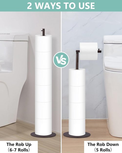 Housen Solutions Toilet Paper Holder Stand - Modern Free-Standing Design for 4 Spare Rolls - Oil Rubbed Bronze