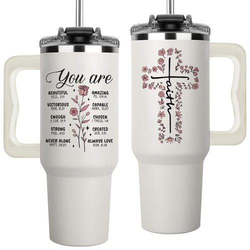 Christian Gifts For Mothers Day - Christian Tumbler 40Oz, Religious Faith Bible Verse Cup, Christian Gifts for Women, Mom, Inspirational Spiritual Jesus Tumblers, Godly Coffee Cups, Biblical-Based